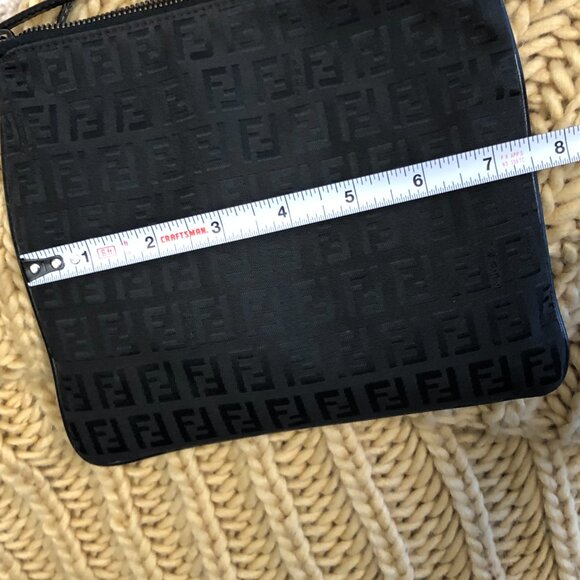 FENDI Zucca Black Leather and Nylon Gun Metal Hardware Bag w COA - Picture 5 of 13